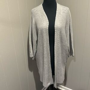 Max Studio light gray lightweight long knit open front dolman sleeve cardigan XS